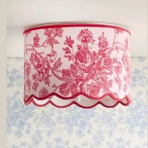 New Anthropologie Urban Outfitters Scallop Flush Mount Sconce Shade Pink Toile